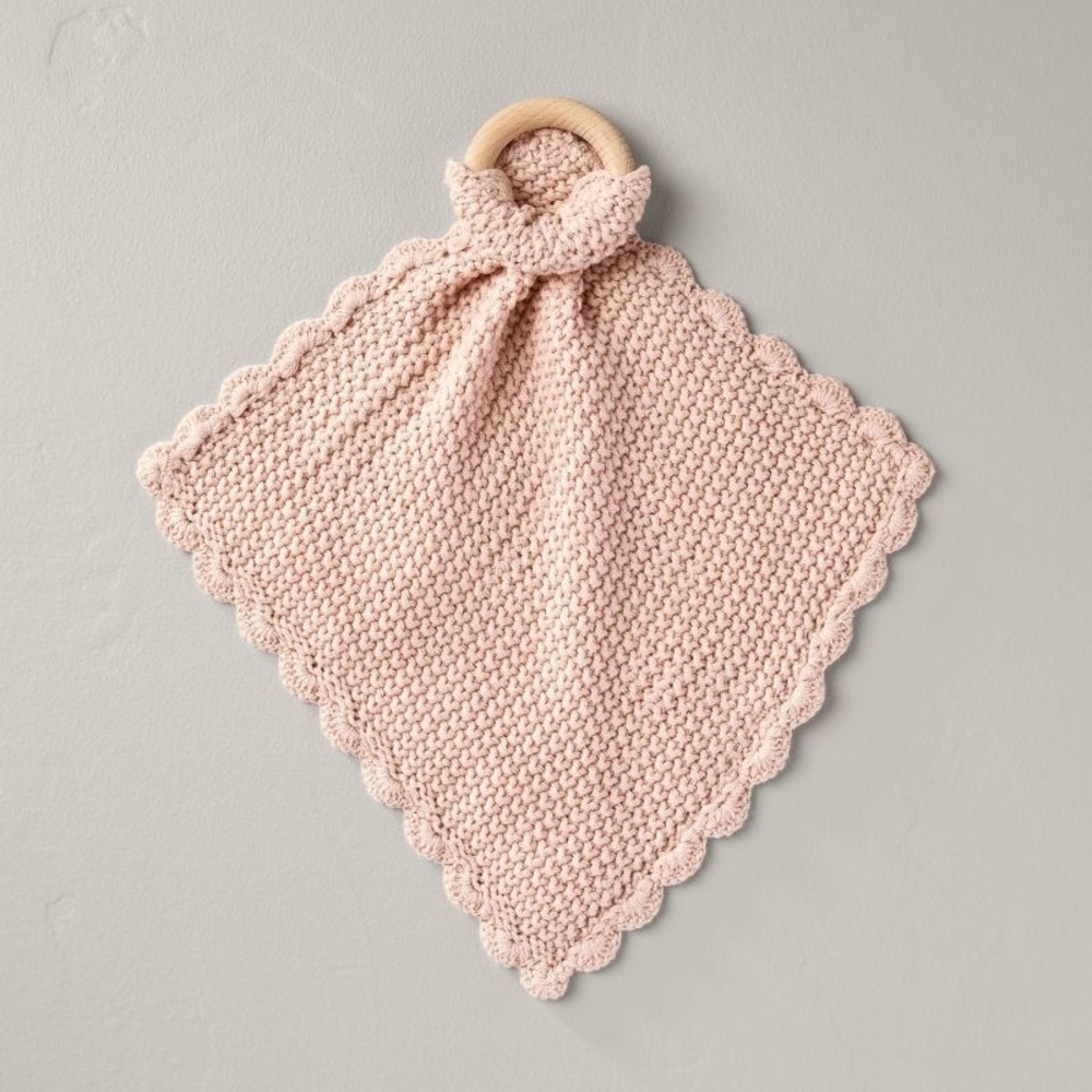 Soft Knit Baby Security Blanket Wood Ring Blush Pink - Hearth & Hand Magnolia